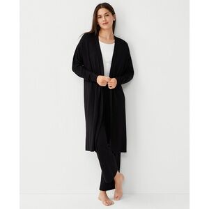 ANN TAYLOR Long Cardigan Duster Jacket Women’s Large with Black Flared Cuffs